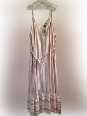 Torrid Cream and Red Striped Midi Dress. Size 3X.